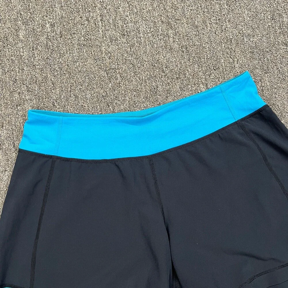 Lululemon Athletic Shorts Womens 8 Black Blue Medium Running 31‎ x 5 Bottoms